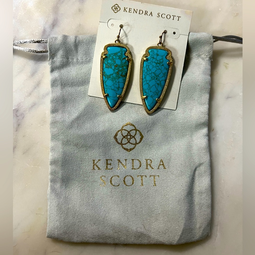 RARE KS Skylar Earrings in Gold and Veined Turquoise Magnesite
